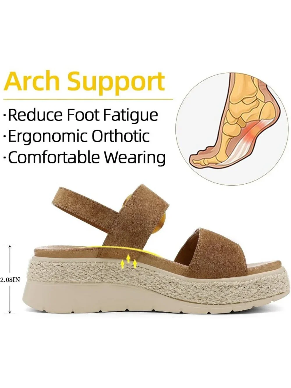 Women's Brown Comfortable Solid Espadrille Low Wedge Heel Platform Sandal Shoes